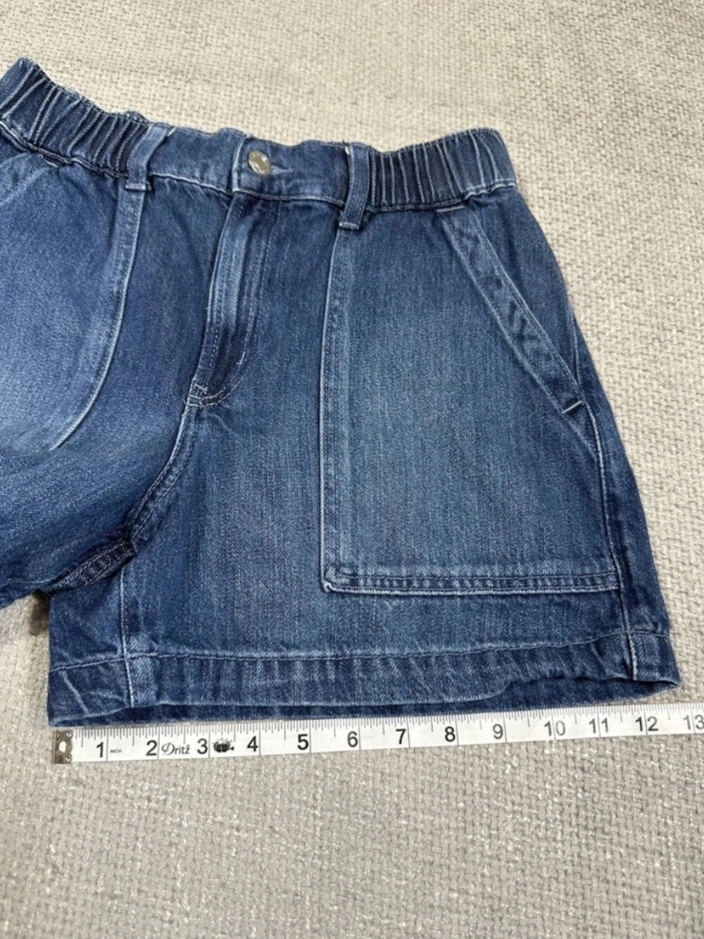 GAP High Rise Utility Shorts Dark Wash Elastic Waist Denim Shorts Medium - Picture 7 of 10